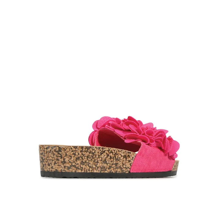 Los Cabos Corsage Fuchsia Flower Women's Slides Hot Pink