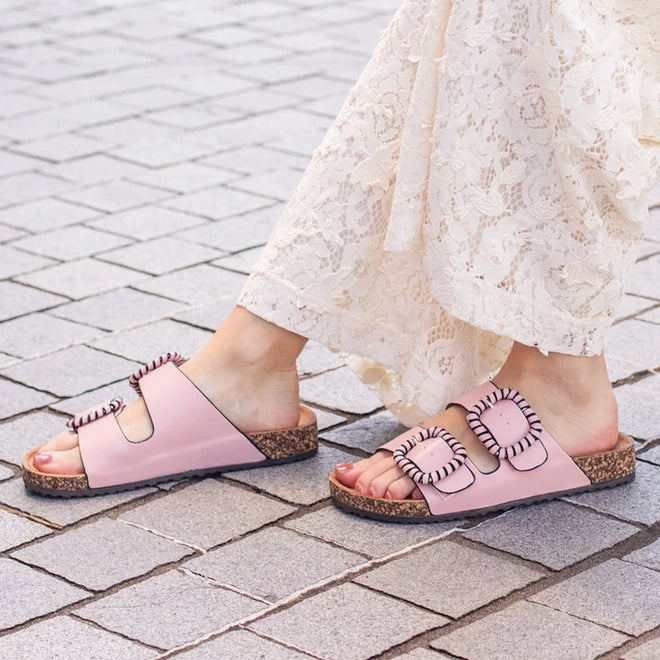 Los Cabos Jirona Pink  Women's Double Strap Slides