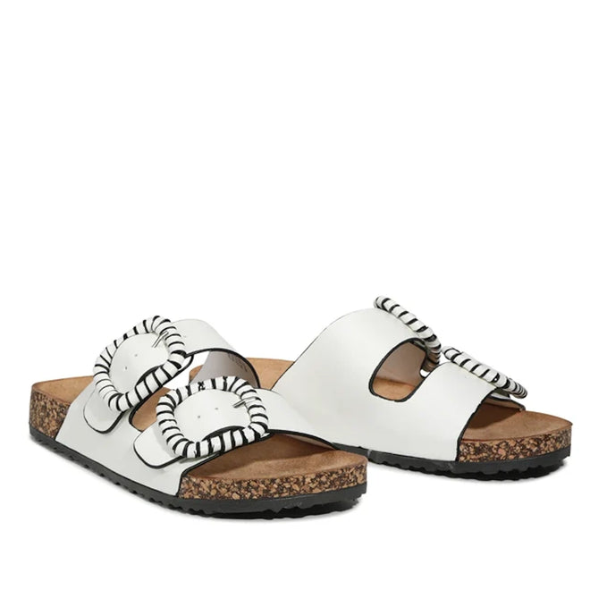 Los Cabos Jirona White Women's Double Strap Slides