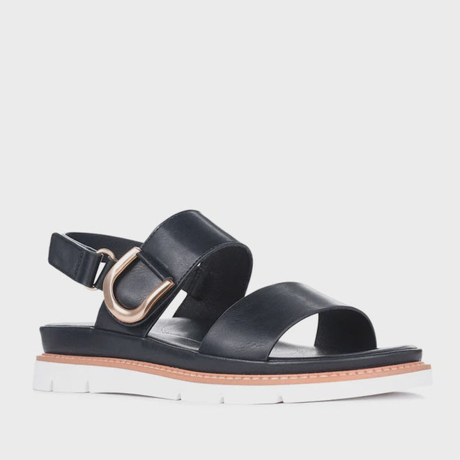 Los Cabos Sana Black Sandal With Back Strap