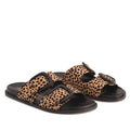 Los Cabos Zani Women's Slide Double Strap Sandal Black Leopard