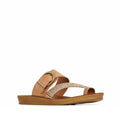 Los Cabos Bria Brandy Brown Light Flexible Sandal Jandal- showing side view of the right foot of the comfy flexible synthetic sandals slides for women
