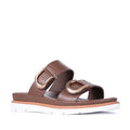 Los Cabos San Women's Slide Double Strap Sandal Chestnut Brown