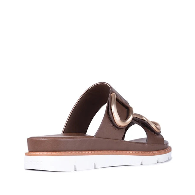 Los Cabos San Women's Slide Double Strap Sandal Chestnut Brown
