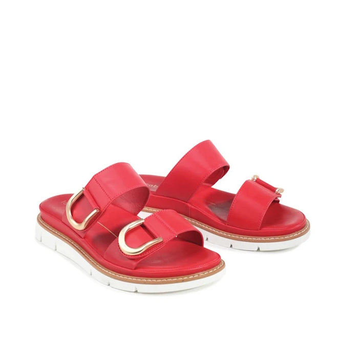 Los Cabos San Women's Slide Double Strap Sandal Red