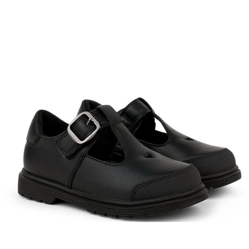 Pretty Brave Athena Trainer Black Leather T-Bar School Shoe