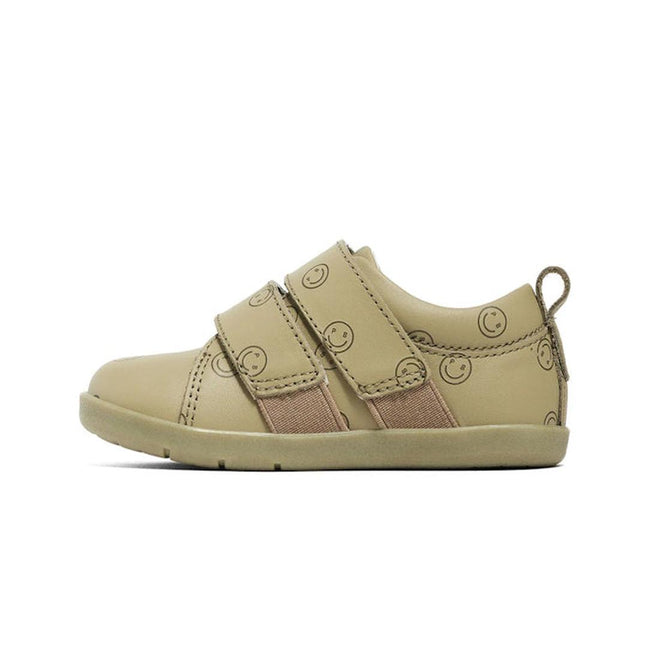 Beige children's shoe with velcro straps on a white background.,
9420075347779,
9420075347762,