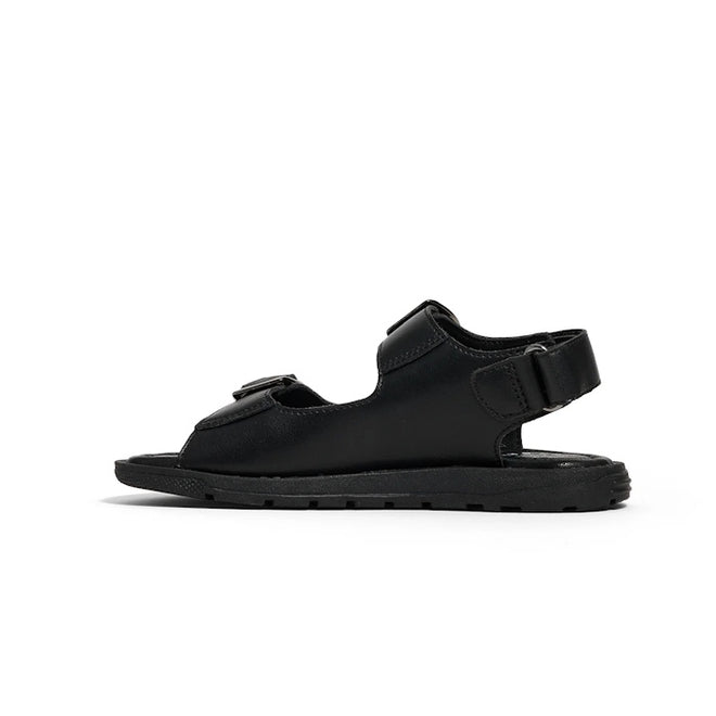 Pretty  Brave Milo Black Leather School Sandal Open Toe