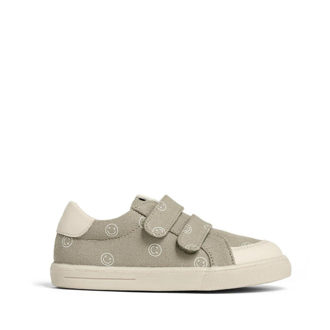 Pretty Brave Otto Organic Canvas Trainer With Leather Toe Buffer Khaki Smiley