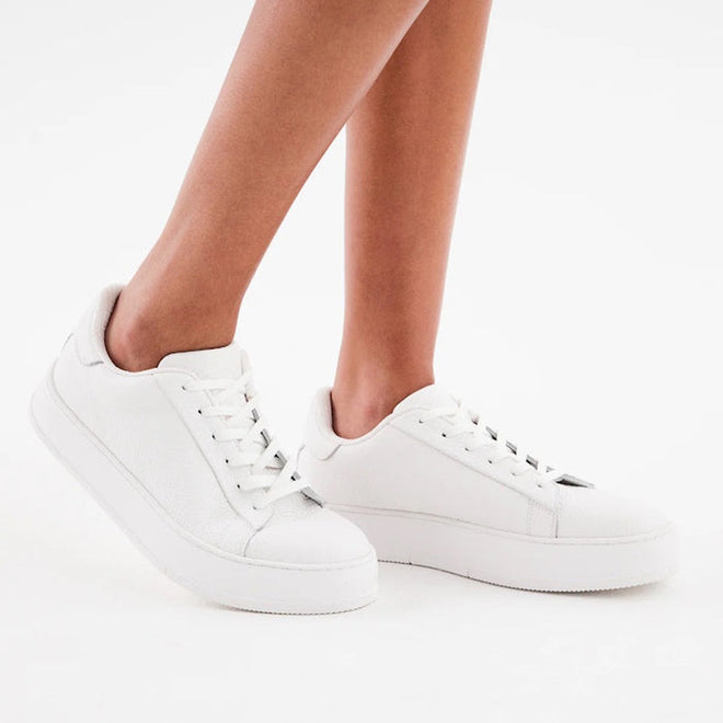 Rollies Womens Court Club All White Leather Trainer