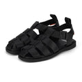 A pair of Rollie Fisherman Black sandals with woven straps showing side view on a white background.,
9781760777722,
9781760777739,
9781760777746,
9781760777753,
9781760777760,
9781760777777,