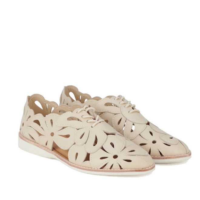 Rollie Derby Sidecut Applique Bone Womens Leather Shoe