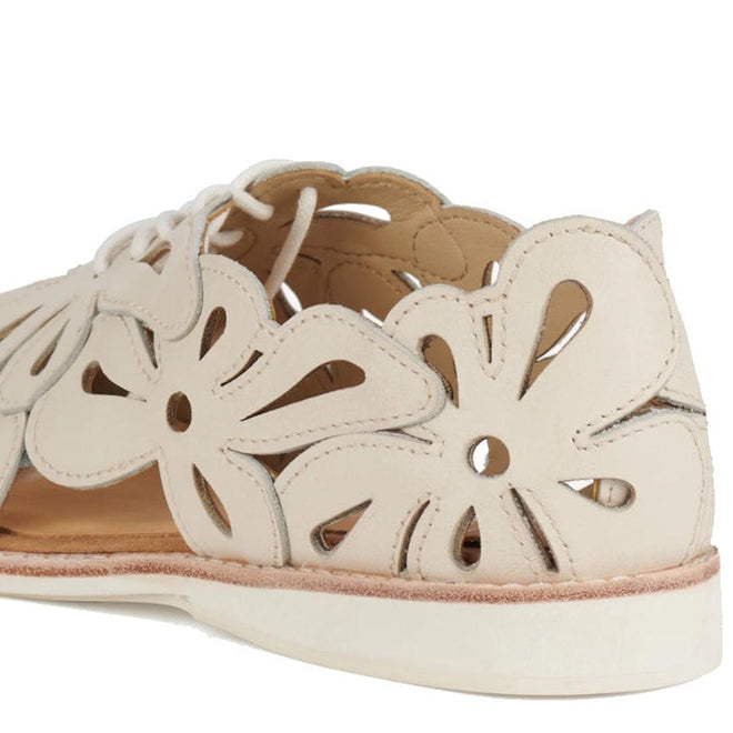 Off-white, Australian designed Rollie Derby Sidecut Applique Bone Womens Leather Shoe with decorative floral cutout side panels., 54662, 9339554216393, 9339554216409, 9339554216416, 9339554216454, 9339554216461, 54663