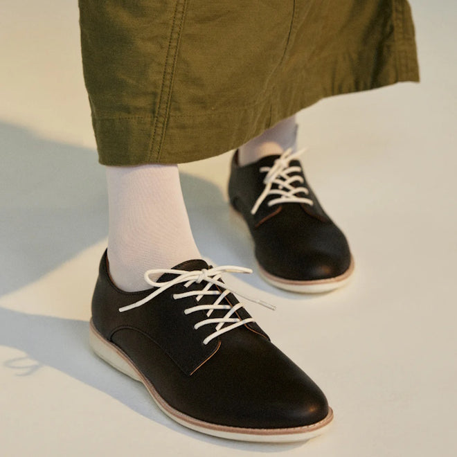 Rollie Womens Derby Black Leather Brogue Shoe