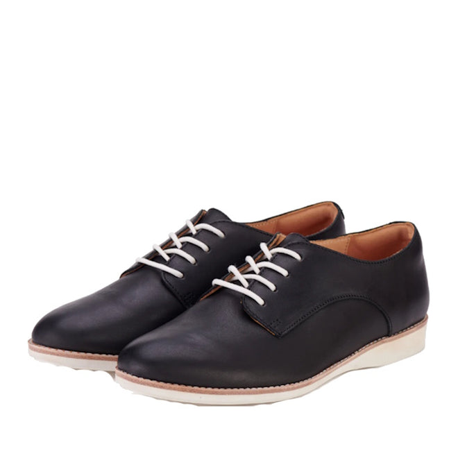 Rollie Womens Derby Black Leather Brogue Shoe