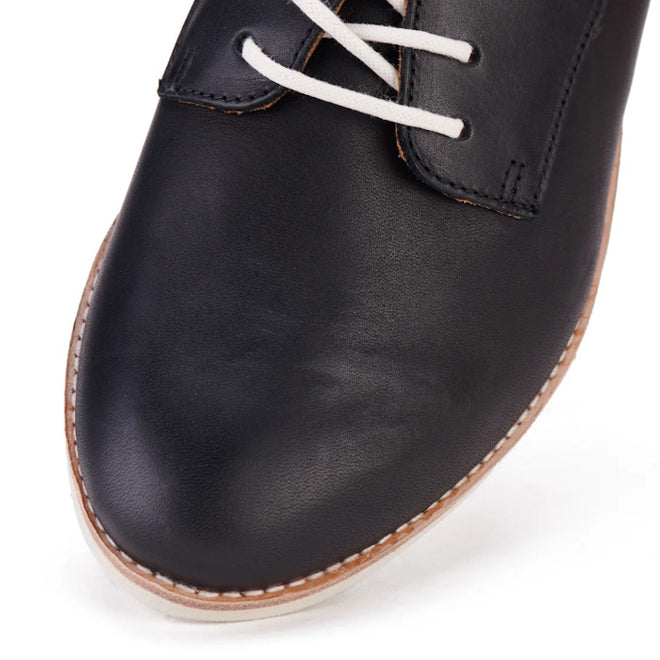 Rollie Womens Derby Black Leather Brogue Shoe