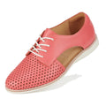 Rollie Womens Sidecut Punch Coral Paradise leather oxford shoe featuring white laces, side cutouts, a perforated toe box, and a white sole.