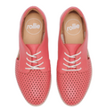 Rollie Womens Sidecut Punch Coral Paradise leather oxford shoes in coral with punch hole detailing, white laces, and side cutouts., 54741, 54742, 9382760798733, 9382760798740, 9382760798757, 9382760798764, 54747