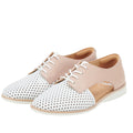 Rollie Womens Sidecut Punch White/Chalk Pink Leather Shoe featuring a two-toned lace-up design with breathable white perforated leather at the toe and pink leather at the heel., 9781760765675, 9781760765682, 9781760765699, 9781760765705, 9781760765712