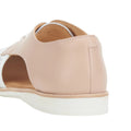 Close-up of the heel and sidecut design of the Rollie Womens Sidecut Punch White/Chalk Pink Leather Shoe., 9781760765675, 9781760765682, 9781760765699, 9781760765705, 9781760765712