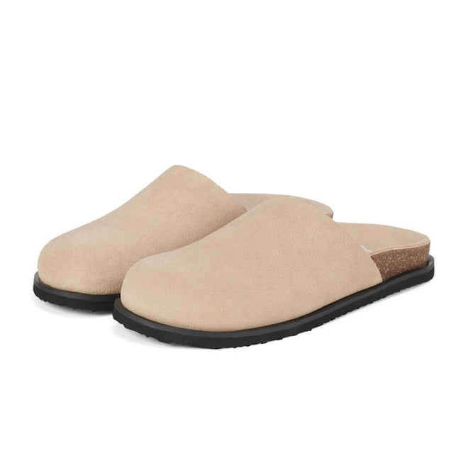 Beige mules with cork insole on a white background.,
9781760789114,
9781760789121,
9781760789138,
9781760789145,
97817760789152,