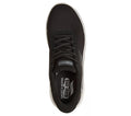 Top view of a Skechers Mens Slip In Go Walk Arch Fit Lace Up N-Joy Lenny in black/white, featuring a white sole, black laces, Air Cooled Memory Foam cushioning, and a visible Skechers Slip-ins label on the insole., 198739977240, 198739977264, 198739977288, 198739977301, 198739977325, 198739977349