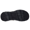 The image shows the black rubber outsole of the Skechers Mens Revolted SS Merrick Slip In Sandals in dark brown, featuring a textured, patterned tread with angular grooves and rectangular lugs for superior grip, traction, and stability., 47447, 47448, 197627623641, 197627623658, 197627623665, 47452, 47453