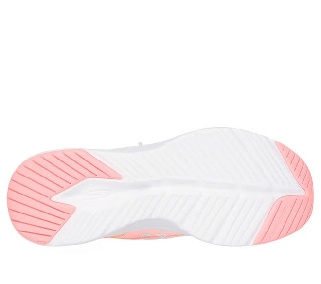 Skechers Vapor Froam Cosy fit sWhite sneaker with pink sole on a white background.,
198376153199,
198376153212,
198376153236,, 45376, 198376153199, 45378, 198376153212, 45380, 198376153236, 45382, 45383