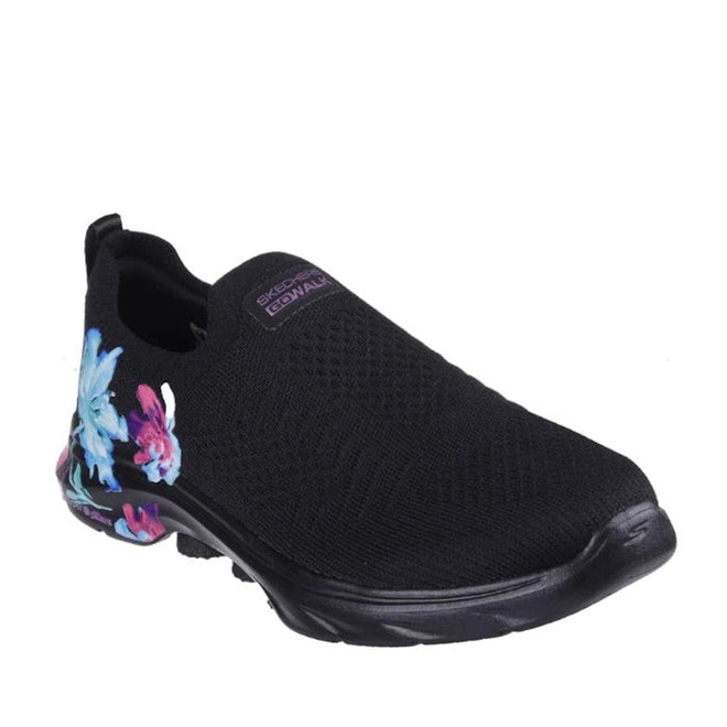 Skechers Go Walk Black Multi Floral Womens Slip On Shoe