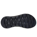 Black shoe sole  of the Skechers Enticing Slip In Sandal with textured pattern on a white background.,
197627456614,
197627456621,
197627456638,
197627456645,
197627456652,