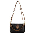 Black Sassy Duck Black handbag with brown accents, showing detachable handle and shoulder straps on a white background.,
44734