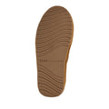 The sole of the EMU FlexiCare Wide Opening Sheepskin Scuff Chestnut Slipper features wavy tread patterns and "EMU Australia" embossed in the center, displayed against a plain white background., 9330071991091, 9330071991107, 9330071991114, 9330071991121, 9330071991138, 9330071991145, 52528, 52529, 52530