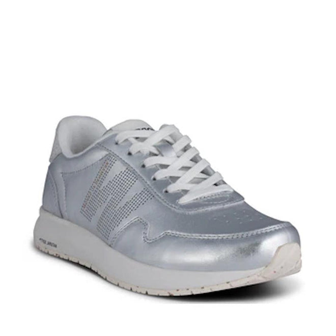 Woden Womens Sneaker Nora Natural Soft Metallic Silver