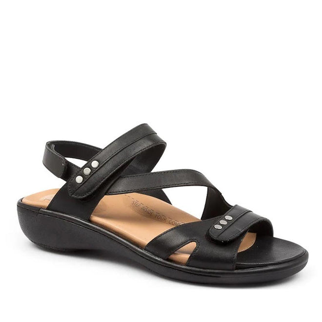 Ziera Beaux W Wide Womens Black Leather Sandal