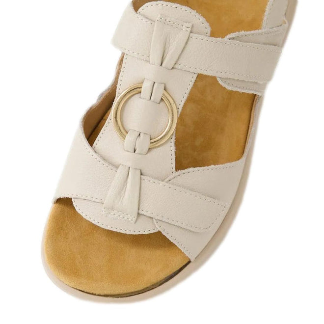 Ziera Brisa XW Wide Womens Almond Beige Leather Sandal