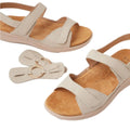 Ziera Brisa XW Wide Womens Almond Beige Leather Sandal