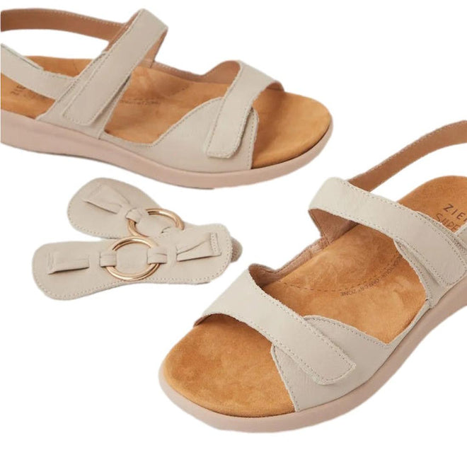 Ziera Brisa XW Wide Womens Almond Beige Leather Sandal