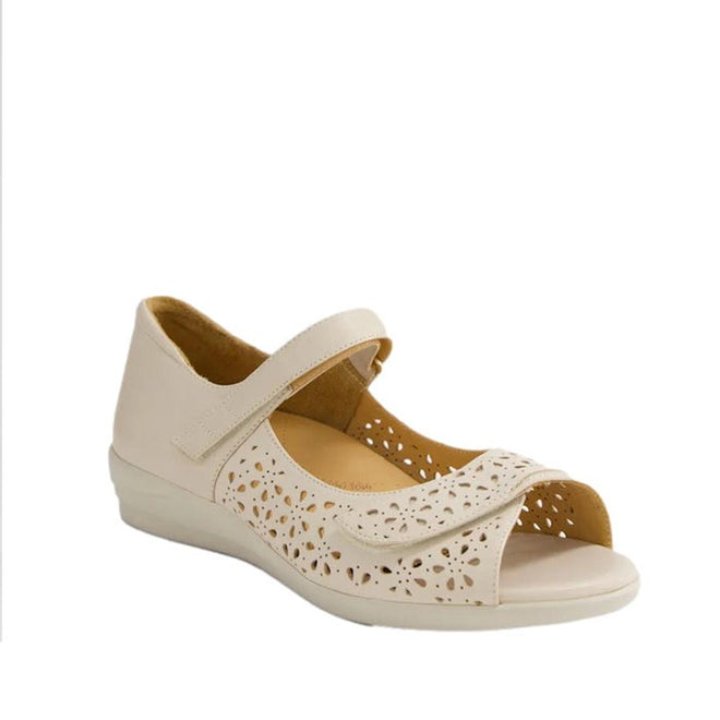 Ziera Daffodil W  Womens Almond Off White Leather Sandal  Shoe