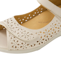 Ziera Daffodil W  Womens Almond Off White Leather Sandal  Shoe