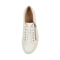 The Ziera Diann White Silver Leather Zip Women’s Casual Sneaker features a side zipper, tan insole branded with Ziera Comfort Plus for arch support, an extra wide fit, and a simple, clean white leather design for all-day comfort., 52202, 52203, 9355342579099, 9355342579105, 52206, 9355342579129, 52208, 52209