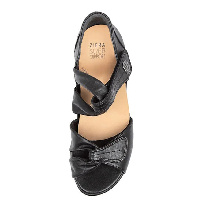 Ziera Doxie W Wide Womens Black Leather Sandal