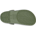 The image displays the sole of a Crocs Crocband Clog Cargo Green Mens Womens sandal, featuring a textured non-slip tread, Crocs logo, sizing and care info at the center, and lightweight Croslite foam for comfort., 49772, 49773, 49774, 49775, 49776, 49777, 49778, 49779, 49780, 49781, 49772, 198445338953, 198445338960, 198445338977, 198445338984, 198445338991, 198445338908, 198445338915, 49780, 49781