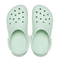 Pair of adults crocs mint tint  light green clogs with holes. top down view on a white background,
198445189661,
198445189678,
198445189685,
198445189692,
198445189708,
198445189715,
198445189609,