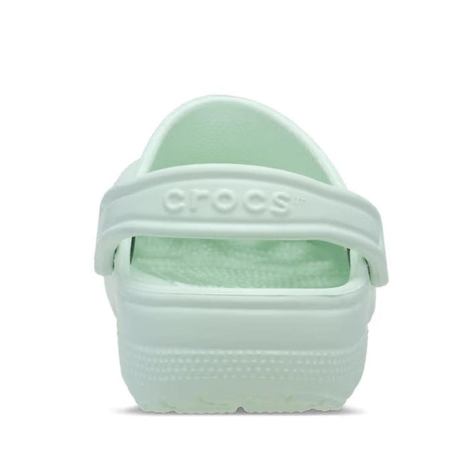 heel view Mint green sandal with 'Crocs' branding on the back strap on a white background,
198445189661,
198445189678,
198445189685,
198445189692,
198445189708,
198445189715,
198445189609,