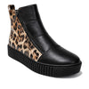 Alfie & Evie Womens Dynasty Black Leopard Cracked Leather Ankle Boot