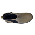 Top view of the Alfie & Evie Womens Eagle Khaki Chelsea Ankle Boot Zip, featuring tan leather, a black elastic side panel, heel pull tab, and cushioned memory foam insole with ALFIE & EVIE branding on a white background., 50834, 50835, 50836, 50837, 50838, 50839, 50840