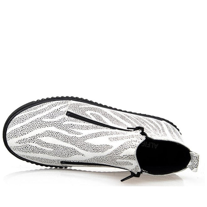 Alfie & Evie Womens Davith Zebra Leather Ankle Boot