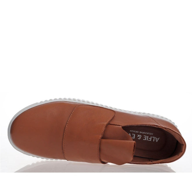 Alfie & Evie Denton Tan Leather with a Slight Platform Sole CLEARANCE LAST ONE