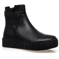 Alfie & Evie Desmond women's boot in black leather with V-cut side detail and black Elevate Platform Sole. Right foot view