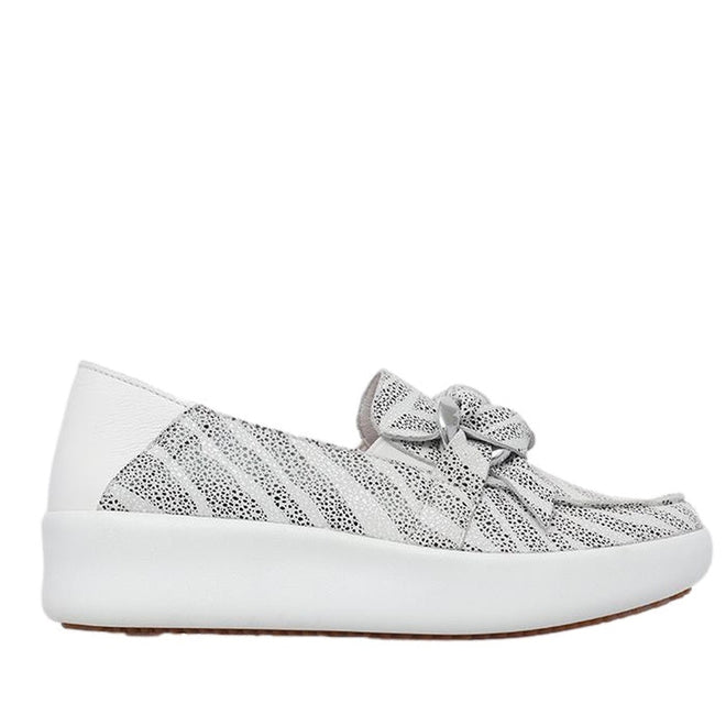 Alfie & Evie Mafia Loafer Slip On Zebra White Leather CLEARANCE Last One